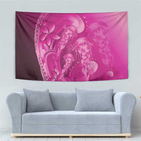 Pink Gradient Polynesia Jellyfish Tapestry Plumeria Polynesian Tattoo Glowing Vibes
