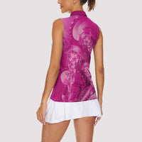 Pink Gradient Polynesia Jellyfish Women Sleeveless Polo Shirt Plumeria Polynesian Tattoo Glowing Vibes LT14 - Polynesian Pride