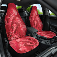 Red Gradient Polynesia Jellyfish Car Seat Cover Plumeria Polynesian Tattoo Glowing Vibes