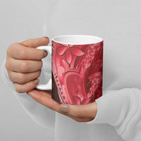 Red Gradient Polynesia Jellyfish Ceramic Mug Plumeria Polynesian Tattoo Glowing Vibes