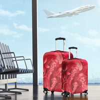 Red Gradient Polynesia Jellyfish Luggage Cover Plumeria Polynesian Tattoo Glowing Vibes