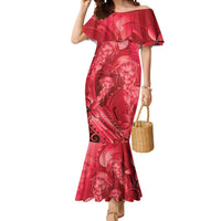 Red Gradient Polynesia Jellyfish Mermaid Dress Plumeria Polynesian Tattoo Glowing Vibes