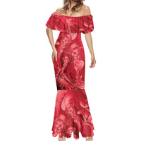 Red Gradient Polynesia Jellyfish Mermaid Dress Plumeria Polynesian Tattoo Glowing Vibes