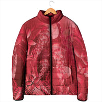Red Gradient Polynesia Jellyfish Padded Jacket Plumeria Polynesian Tattoo Glowing Vibes