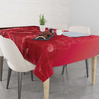 Red Gradient Polynesia Jellyfish Tablecloth Plumeria Polynesian Tattoo Glowing Vibes