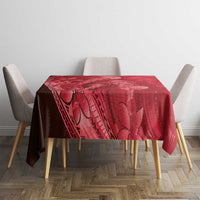 Red Gradient Polynesia Jellyfish Tablecloth Plumeria Polynesian Tattoo Glowing Vibes