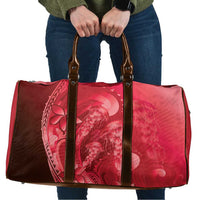 Red Gradient Polynesia Jellyfish Travel Bag Plumeria Polynesian Tattoo Glowing Vibes