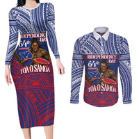 Personalised Samoa Independence Day Couples Matching Long Sleeve Bodycon Dress and Long Sleeve Button Shirt 64th Anniversary Toa O Samoa