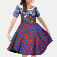 Personalised Samoa Independence Day Family Matching Long Sleeve Bodycon Dress and Hawaiian Shirt 64th Anniversary Toa O Samoa LT14 Daughter's Dress Blue - Polynesian Pride
