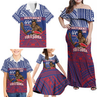 Personalised Samoa Independence Day Family Matching Off Shoulder Maxi Dress and Hawaiian Shirt 64th Anniversary Toa O Samoa LT14 - Polynesian Pride