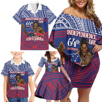 Personalised Samoa Independence Day Family Matching Off Shoulder Short Dress and Hawaiian Shirt 64th Anniversary Toa O Samoa LT14 - Polynesian Pride