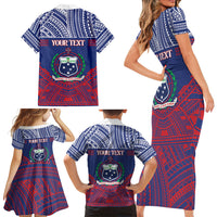 Personalised Samoa Independence Day Family Matching Short Sleeve Bodycon Dress and Hawaiian Shirt 64th Anniversary Toa O Samoa LT14 - Polynesian Pride