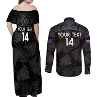 Custom New Zealand Silver Fern Football Couples Matching Off Shoulder Maxi Dress and Long Sleeve Button Shirt Summer 2024 Olympic Go Aotearoa