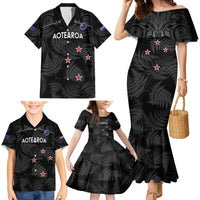 Custom New Zealand Silver Fern Football Family Matching Mermaid Dress and Hawaiian Shirt Summer 2024 Olympic Go Aotearoa LT14 - Polynesian Pride