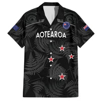 Custom New Zealand Silver Fern Football Family Matching Tank Maxi Dress and Hawaiian Shirt Summer 2024 Olympic Go Aotearoa LT14 Dad's Shirt - Short Sleeve Black - Polynesian Pride