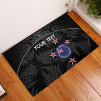 Custom New Zealand Silver Fern Football Rubber Doormat Summer 2024 Olympic Go Aotearoa LT14 Black - Polynesian Pride