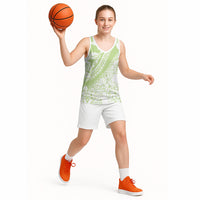 Polynesian Tiare Flower Sage Green Pastel Basketball Jersey