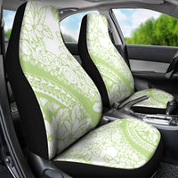 Polynesian Tiare Flower Sage Green Pastel Car Seat Cover