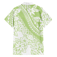 Polynesian Tiare Flower Sage Green Pastel Family Matching Short Sleeve Bodycon Dress and Hawaiian Shirt LT14 - Polynesian Pride