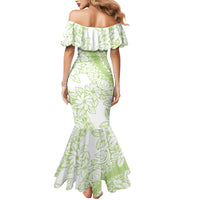 Polynesian Tiare Flower Sage Green Pastel Mermaid Dress LT14 - Polynesian Pride