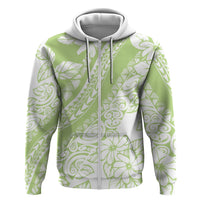 Polynesian Tiare Flower Sage Green Pastel Zip Hoodie LT14 Zip Hoodie Sage Green - Polynesian Pride