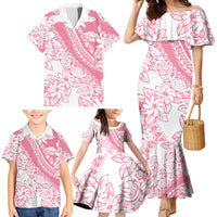 Polynesian Tiare Flower Pink Pastel Vibes Family Matching Mermaid Dress and Hawaiian Shirt LT14 - Polynesian Pride