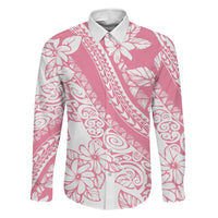 Polynesian Tiare Flower Pink Pastel Vibes Family Matching Off Shoulder Short Dress and Hawaiian Shirt
