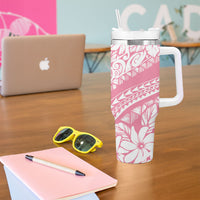 Polynesian Tiare Flower Pink Pastel Vibes Tumbler With Handle LT14 - Polynesian Pride