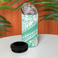 Polynesian Tiare Flower Cyan Pastel Vibes 4 in 1 Can Cooler Tumbler