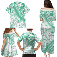 Polynesian Tiare Flower Cyan Pastel Vibes Family Matching Puletasi and Hawaiian Shirt LT14 - Polynesian Pride