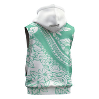 Polynesian Tiare Flower Cyan Pastel Vibes Sleeveless Hoodie