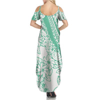 Polynesian Tiare Flower Cyan Pastel Vibes Summer Maxi Dress LT14 - Polynesian Pride