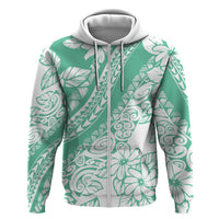 Polynesian Tiare Flower Cyan Pastel Vibes Zip Hoodie LT14 Zip Hoodie Cyan - Polynesian Pride