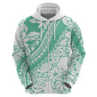 Polynesian Tiare Flower Cyan Pastel Vibes Zip Hoodie LT14 - Polynesian Pride