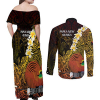 Papua New Guinea 1975 Couples Matching Off Shoulder Maxi Dress and Long Sleeve Button Shirt Create Our History Inspire Our Future LT14 - Polynesian Pride