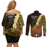 Papua New Guinea 1975 Couples Matching Off Shoulder Short Dress and Long Sleeve Button Shirt Create Our History Inspire Our Future LT14 - Polynesian Pride