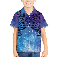New Zealand Matariki Kid Hawaiian Shirt Aotearoa Maori New Year Galaxy Maori Silver Fern