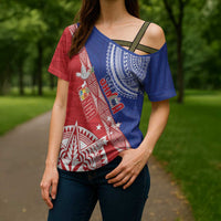 Tonga and Samoa Rugby Custom Cross Shoulder Shirt Ikale Tahi Manu Samoa Together - Polynesian Pride