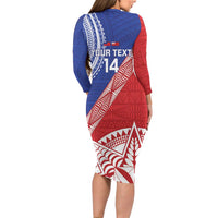 Tonga and Samoa Rugby Custom Family Matching Long Sleeve Bodycon Dress and Hawaiian Shirt Ikale Tahi Manu Samoa Together - Polynesian Pride