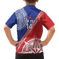 Tonga and Samoa Rugby Custom Family Matching Off Shoulder Short Dress and Hawaiian Shirt Ikale Tahi Manu Samoa Together - Polynesian Pride