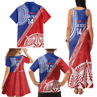 Tonga and Samoa Rugby Custom Family Matching Tank Maxi Dress and Hawaiian Shirt Ikale Tahi Manu Samoa Together - Polynesian Pride