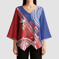 Tonga and Samoa Rugby Custom Kimono Sleeve Blouse Ikale Tahi Manu Samoa Together - Polynesian Pride