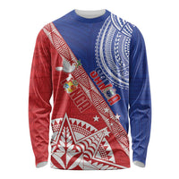 Tonga and Samoa Rugby Custom Long Sleeve Shirt Ikale Tahi Manu Samoa Together - Polynesian Pride