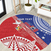 Tonga and Samoa Rugby Custom Round Carpet Ikale Tahi Manu Samoa Together LT14 Red - Polynesian Pride