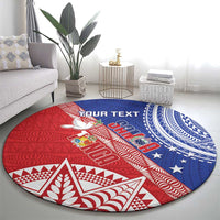 Tonga and Samoa Rugby Custom Round Carpet Ikale Tahi Manu Samoa Together LT14 - Polynesian Pride