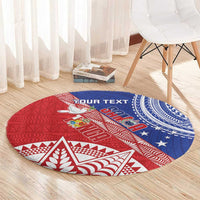 Tonga and Samoa Rugby Custom Round Carpet Ikale Tahi Manu Samoa Together LT14 - Polynesian Pride
