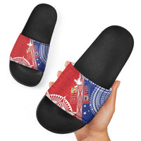 Tonga and Samoa Rugby Custom Slide Sandals Ikale Tahi Manu Samoa Together - Polynesian Pride