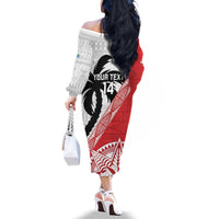 Fiji and Tonga Rugby Custom Family Matching Off The Shoulder Long Sleeve Dress and Hawaiian Shirt Flying Fijians Ikale Tahi Together Pacific - Polynesian Pride