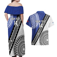 Fiji an Samoa Rugby Custom Couples Matching Off Shoulder Maxi Dress and Hawaiian Shirt Flying Fijians Manu Samoa Together Pacific - Polynesian Pride