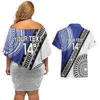 Fiji an Samoa Rugby Custom Couples Matching Off Shoulder Short Dress and Hawaiian Shirt Flying Fijians Manu Samoa Together Pacific - Polynesian Pride